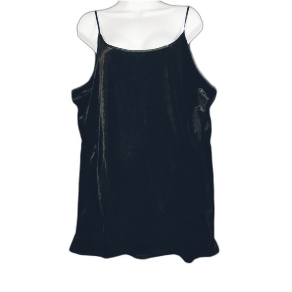 Black Velvet Cami Size L Spaghetti Straps Sexy Cute Goth Victorian Castle Core - Picture 1 of 7
